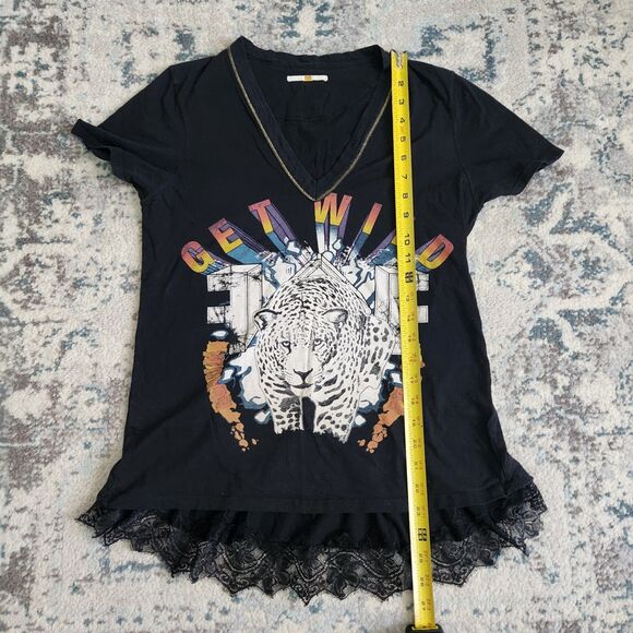 Leppard F Womens Small T Shirt Get Wild Leopard Cheetah Lace And Gold - Picture 10 of 11